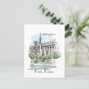 Carte Postale Paris Notre Dame Sketch Design