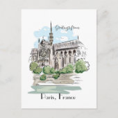 Carte Postale Paris Notre Dame Sketch Design (Devant)