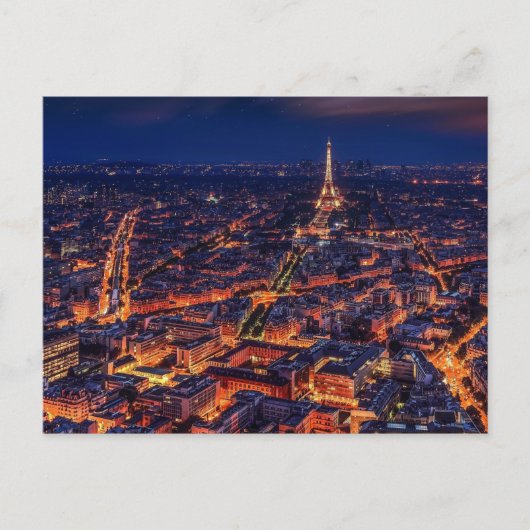 Carte Postale Paris Nuit Tour Eiffel Art européen (Devant)