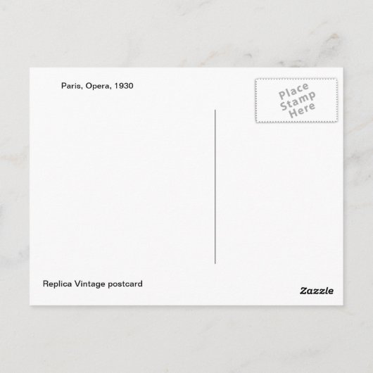 Carte Postale Paris, Opéra, 1930 (Dos)