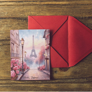 Carte Postale Paris romantique France – Tour Eiffel Floral