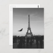 Carte Postale Paris romantique Tour Eiffel Noir et blanc (Devant / Derrière)