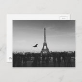 Carte Postale Paris romantique Tour Eiffel Noir et blanc (Devant / Derrière)