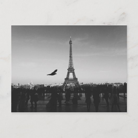 Carte Postale Paris romantique Tour Eiffel Noir et blanc (Devant)