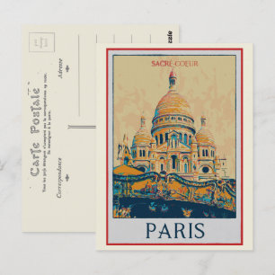 Carte Postale Paris Sacré Coeur illustration France