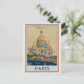 Carte Postale Paris Sacré Coeur illustration France (Debout devant)