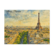 Paris Skyline en Aquarelle - Tour Eiffel
