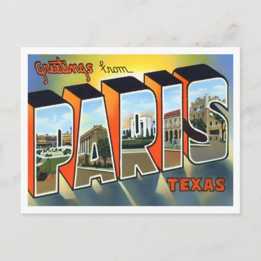 Carte postale Paris, Texas Vintage Big Letters (Devant)