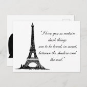 Carte Postale Paris Tour Eiffel avec texte de couple Amour (Devant / Derrière)