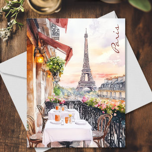 Carte Postale Paris Tour Eiffel Balcon Aquarelle Art Voyage