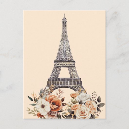 Carte Postale Paris Trip Eiffel Tower Beautiful Floral (Devant)