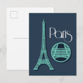 Carte Postale Paris Turquoise (Devant / Derrière)