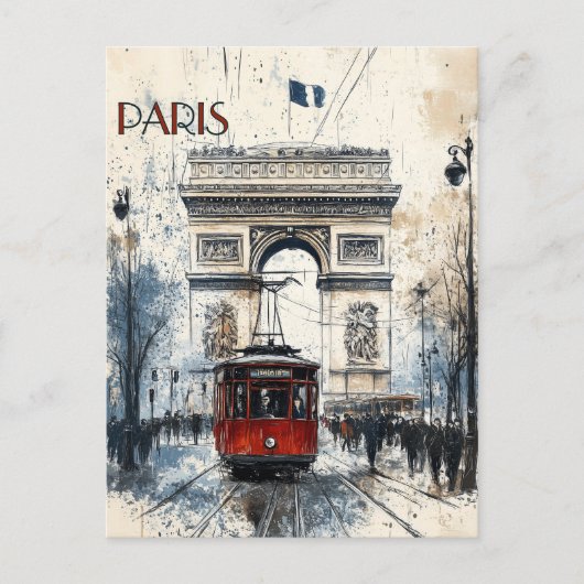 Carte Postale Paris vintage Avec l'Arc de Triomphe (Devant)