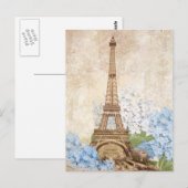Carte postale Paris Vintage Blue Hydrangea (Devant / Derrière)