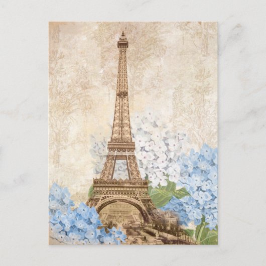 Carte postale Paris Vintage Blue Hydrangea (Devant)