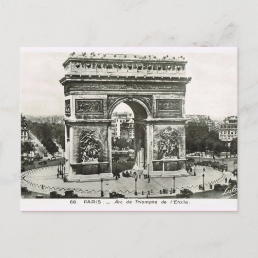 Carte Postale Paris vintage, Etoile, Arc de Triumphe (Devant)