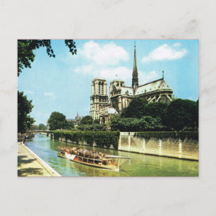 Carte Postale Paris vintage, Notre Dame, Bateau Mouche