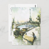 Carte Postale Paris vintage, Paris Pêche en Seine (Devant / Derrière)