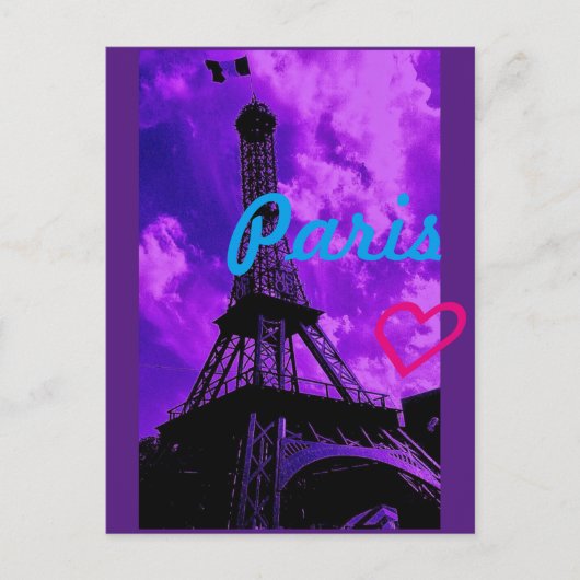 Carte Postale Paris Violet (Devant)