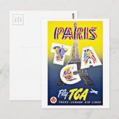 Carte Postale Paris Vol avec Canada Airlines (Devant / Derrière)