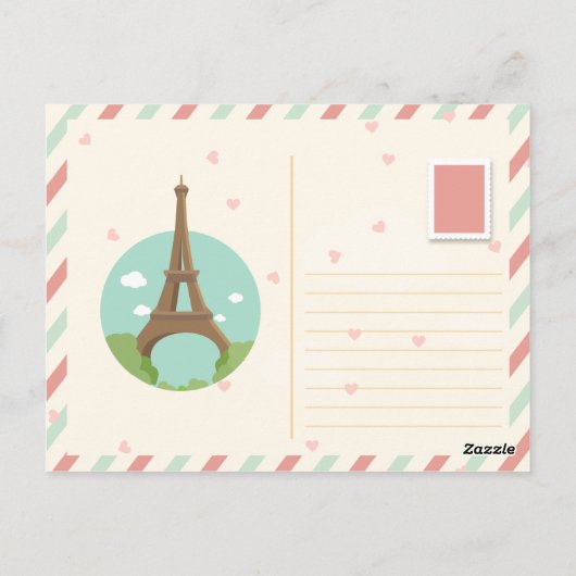 Carte Postale Paris vue panoramique de nuit avec le mignon tour  (Dos)