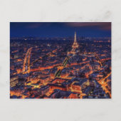 Carte Postale Paris vue panoramique de nuit avec le mignon tour  (Devant)