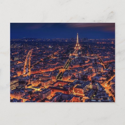 Carte Postale Paris vue panoramique de nuit avec le mignon tour  (Devant)
