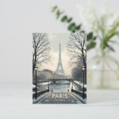 Carte Postale Paris Winter Snow Eiffel Tower (Debout devant)