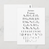 Carte Postale Parisien - Feuille d'échantillonnage de police Zaz (Devant / Derrière)