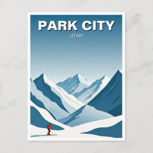 Carte Postale Park City Utah Skiing Skier Travel