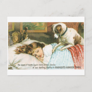 Carte Postale Parkers Ginger Tonic Sleeping Girl avec chien
