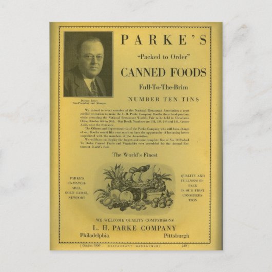 Carte Postale Parke's Canned Foods (Devant)