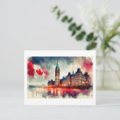 Carte Postale Parlement canadien avec drapeaux, (Debout devant)