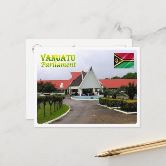 Carte Postale Parlement de Vanuatu (Devant/Arrière en situation)