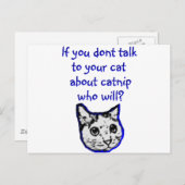 Carte Postale Parlez à votre chat de catnip (Devant / Derrière)