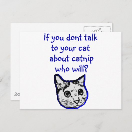 Carte Postale Parlez à votre chat de catnip (Devant / Derrière)