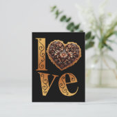 Carte Postale Parole d'amour avec coeur romantique en fibre rose (Debout devant)