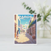 Carte Postale Paros Grèce Iles Cobblestone Street (Debout devant)
