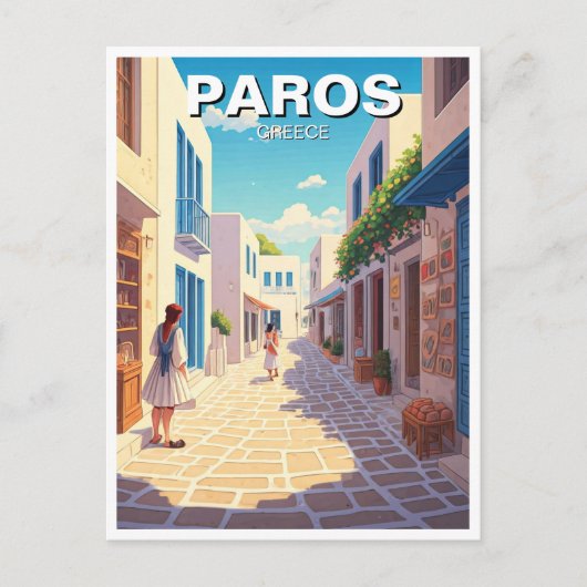 Carte Postale Paros Grèce Iles Cobblestone Street (Devant)