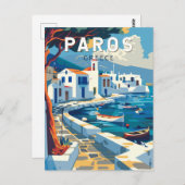 Carte Postale Paros Grèce Travel Art Vintage (Devant / Derrière)