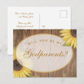 Carte Postale Parrain et Marraine Proposition Rustique Tournesol (Devant / Derrière)