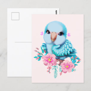 Carte Postale Parrot Bébé Bleu mignon et adorable