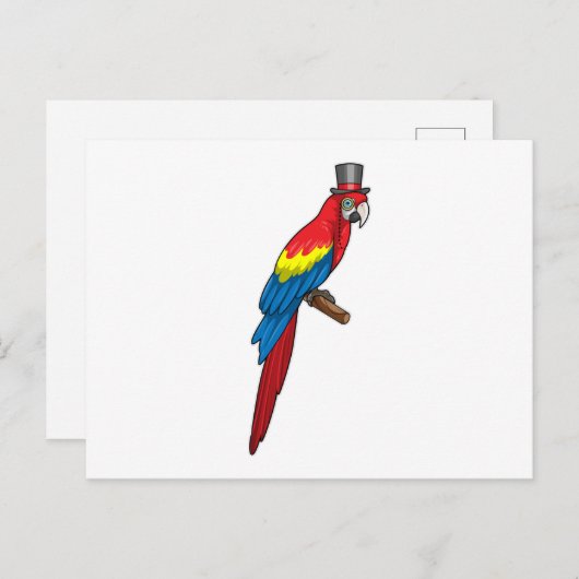 Carte Postale Parrot comme Gentleman avec Casquette (Devant / Derrière)