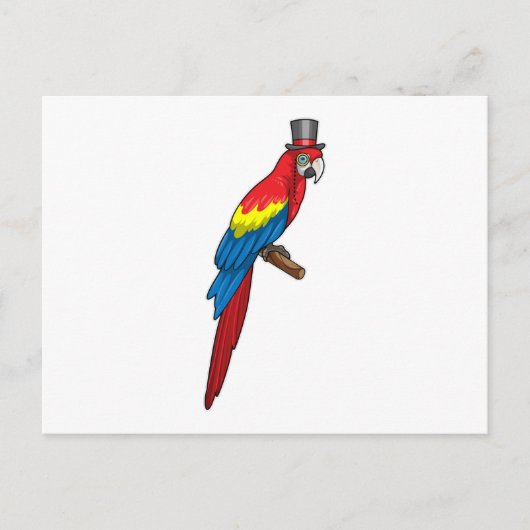 Carte Postale Parrot comme Gentleman avec Casquette (Devant)