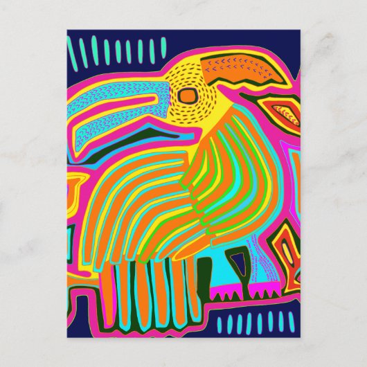 Carte Postale Parrot d'art populaire tropical (Devant)