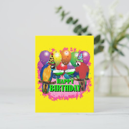 CARTE POSTALE PARROTS D'ANNIVERSAIRE (Debout devant)