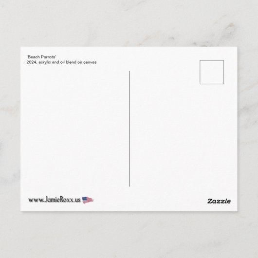 Carte Postale "Parrots de plage" Tableau sur un (Dos)
