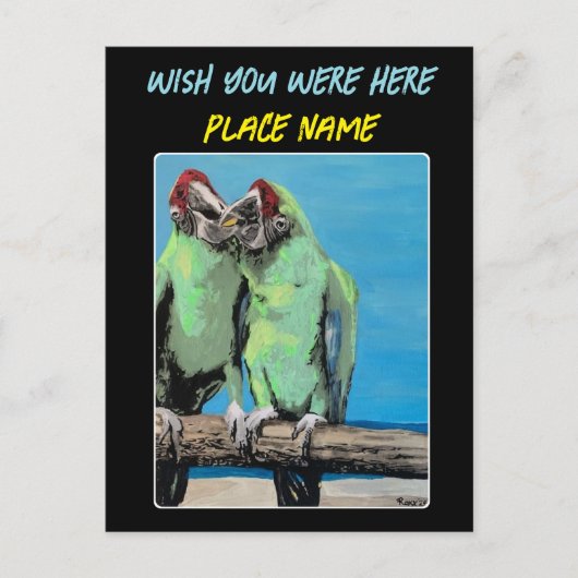 Carte Postale "Parrots de plage" Tableau sur un (Devant)