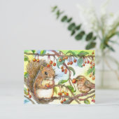 Carte Postale Partageons - Écureuil et Bruant (Debout devant)