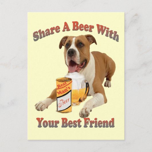Carte Postale Partager une bière avec une boîte (Devant)